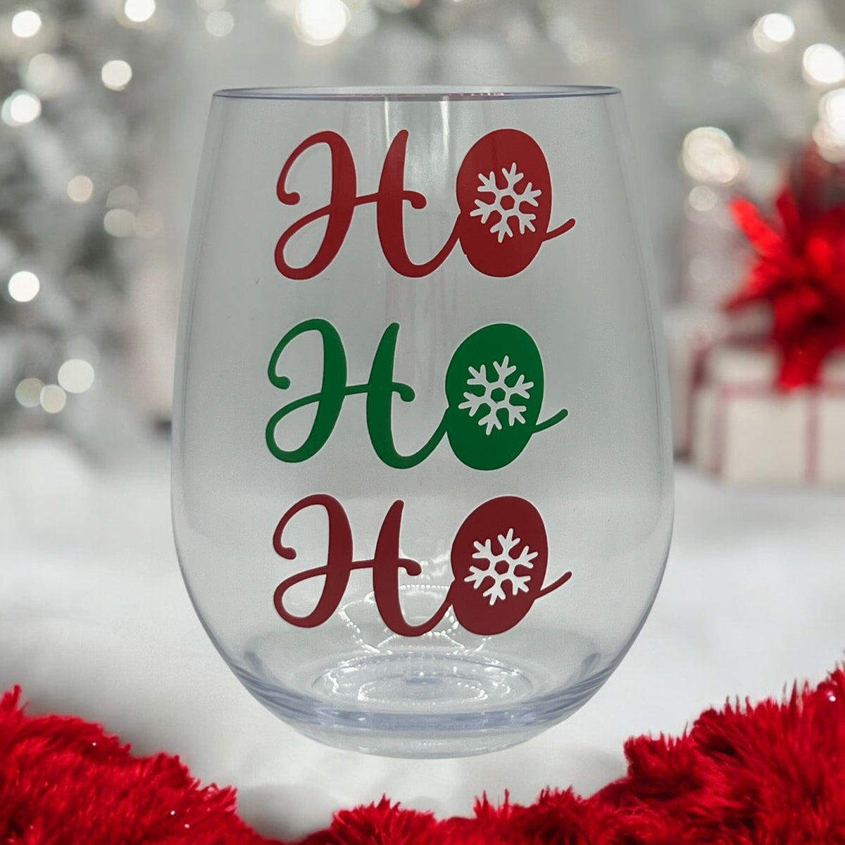 Stemless Christmas Wine Cups