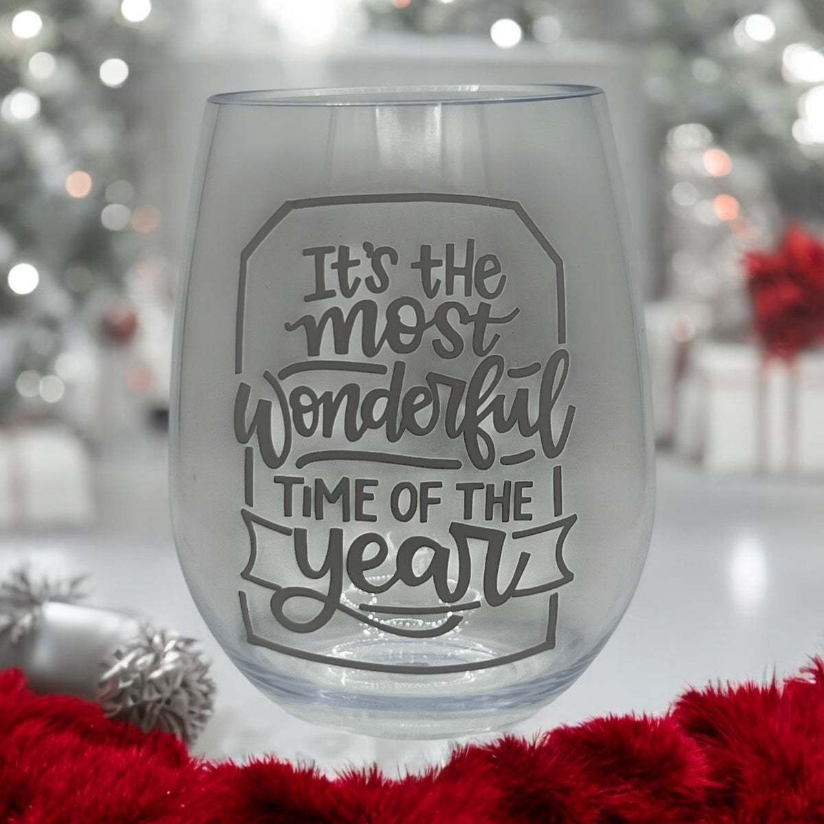 Stemless Christmas Wine Cups